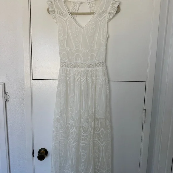 For Love and  Lemons bridal shower or wedding dress, white lace, bridal gown, S - Picture 13 of 13